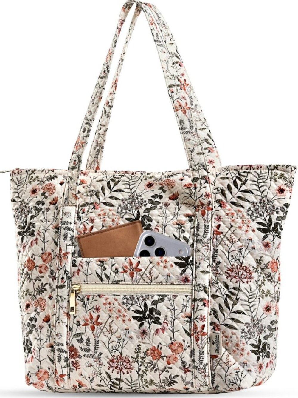 Quilted Shoulder Tote Bag with Zipper for Women